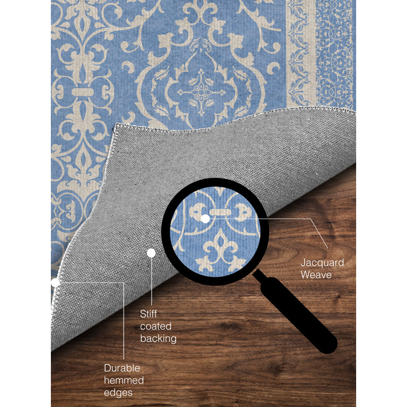 Tapis de chaise rectangulaire à poils courts Rao, L 48 po x L 72 po, Pervenche