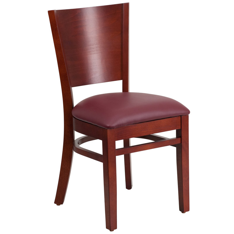 Kadircan Solid Back Wooden Restaurant Chair, Mahogany/Burgundy