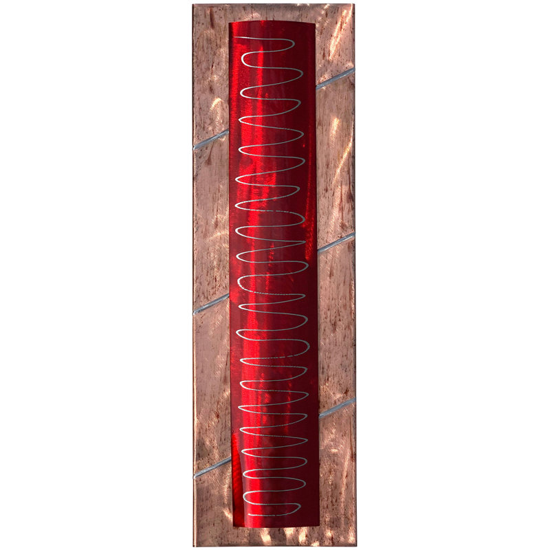 Handmade Modern Abstract Wall Decor on Metal, Red/Copper