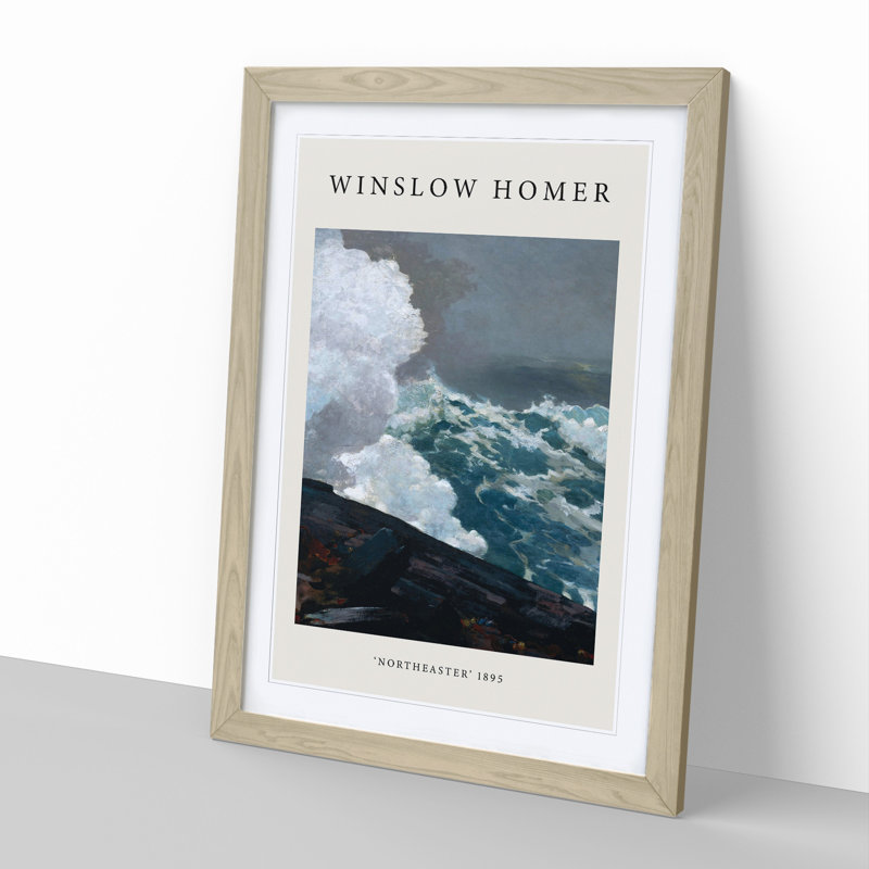 Northeaster by Winslow Homer - Picture Frame Painting, 65cm H x 48cm W x 2cm D, Oak