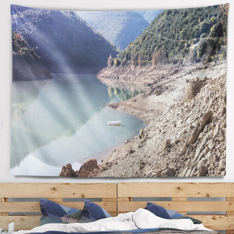 Paysage, paysage de montagne majestueux, tapisserie panoramique, H 32 po x l 39 po