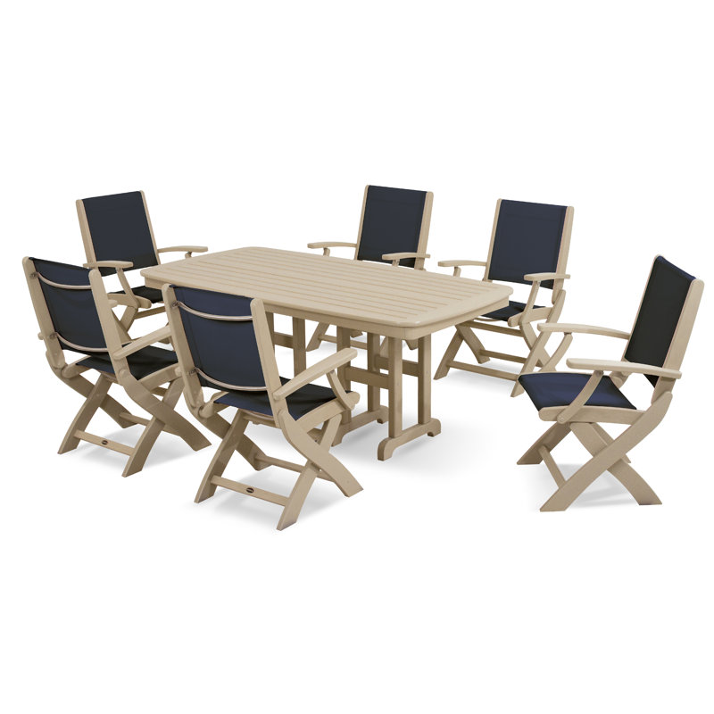 Ensemble de salle à manger 7 pièces POLYWOOD Coastal, Jute, Noir