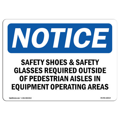 Safety Shoes & Safety Glasses Required Outside Sign