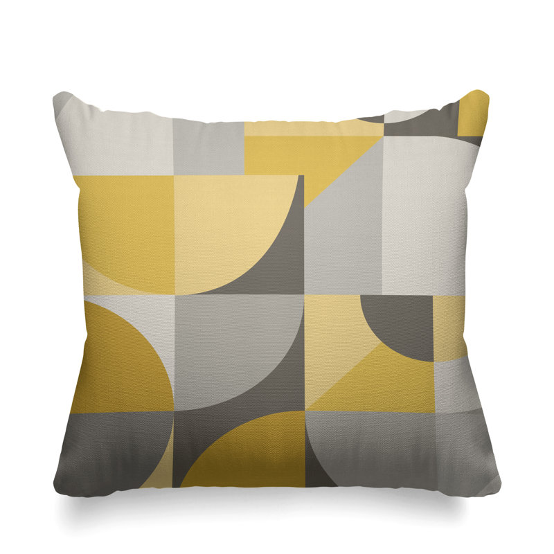 Den Outdoor Reversible Throw Pillow,  15H" x 15W" , Yellow