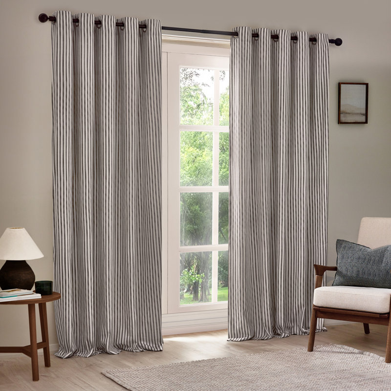 Sumnesh Cotton Grommet / Eyelet Curtain Panel Pair, 168cm Width x 183cm Drop, Grey
