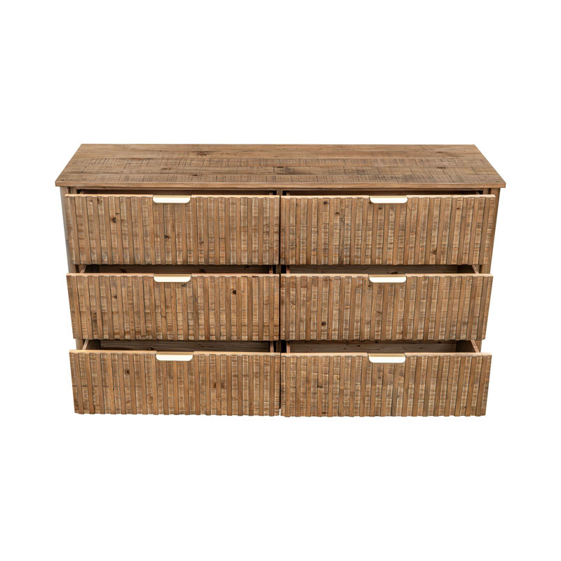 Tammie 6-Drawer Reclaimed Pine Dresser, Brown