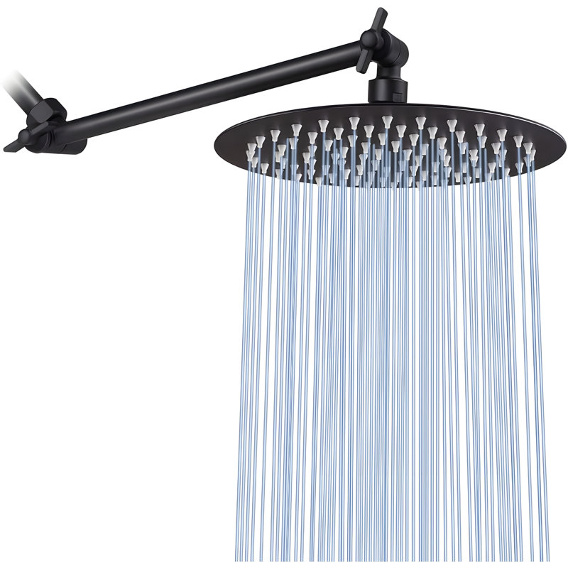 8-Inch Solid Stainless Steel Rain Shower Head With 11-Inch Adjustable Arm, Pressure Boosting, Matte Black Finish