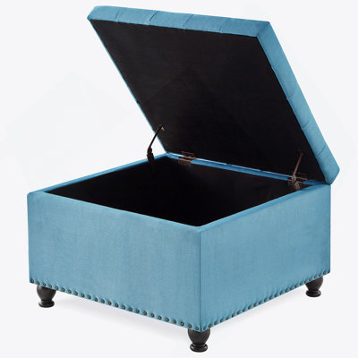 Square Tufted Upholstered Linen Ottoman
