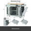 Îlot de cuisine cannelé avec armoire de rangement pour poubelle, prise de courant, support de rangement interne, îlots de cuisine roulants sur 5 roues avec 3 tiroirs, 3 supports latéraux ouverts pour poubelle de 10 gallons-474990765