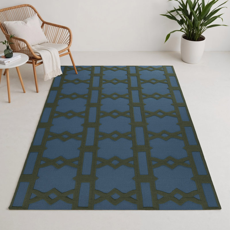 Tapis bleu intérieur et extérieur Trellis, Rectangle 9 pi x 12 pi