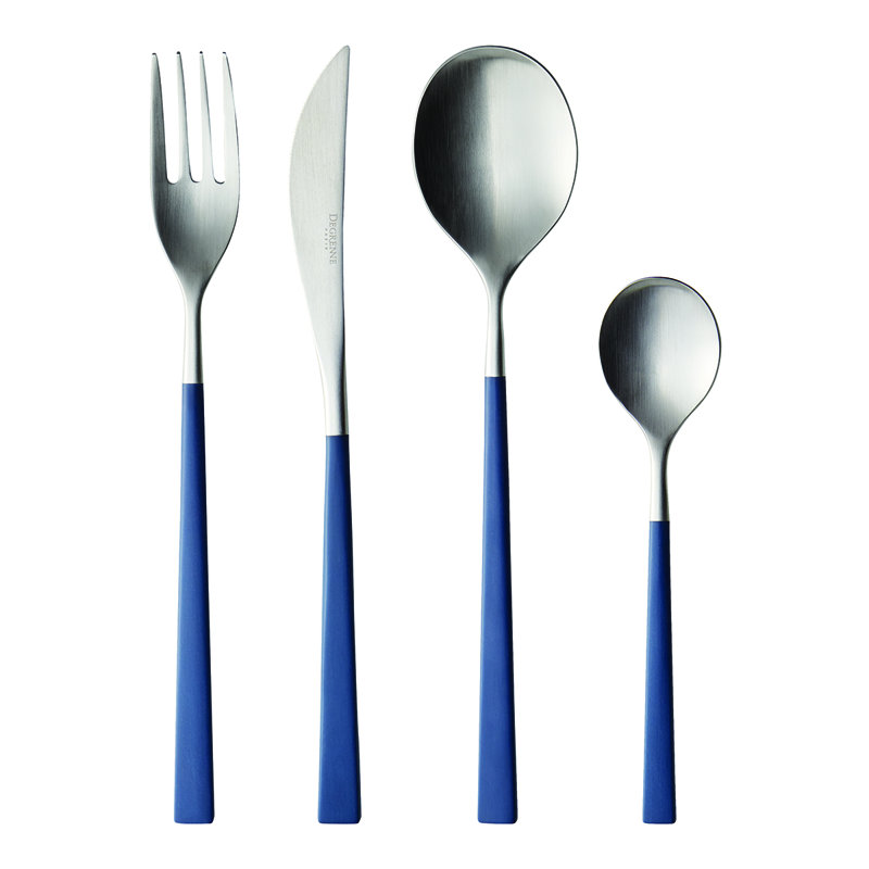 Fuse Color 24 - Piece Stainless Steel Flatware Set - Service for 6, Blue