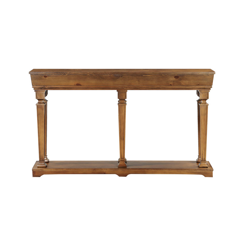 Console élégante avec finition en chêne avec tablette - Rehausse la beauté de votre salon avec plateau rectangulaire et tablier pour un attrait intemporel
