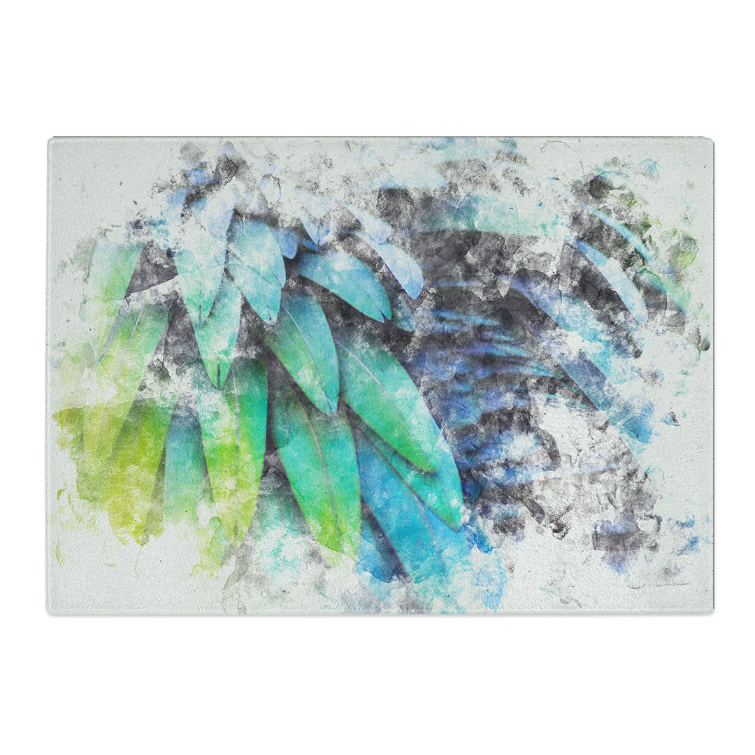 Tempered Glass Parrot Feathers Chopping Board