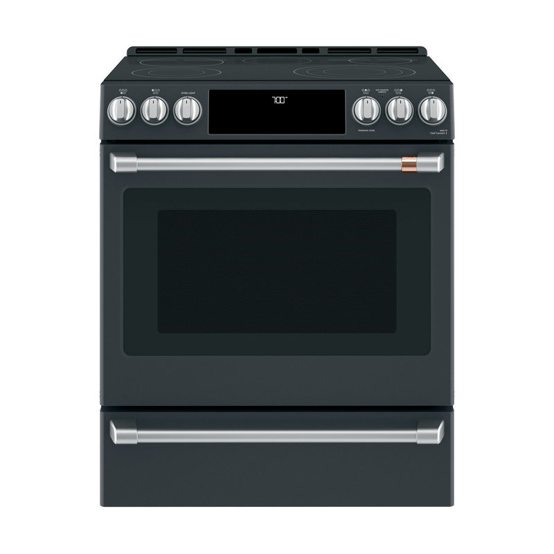 Café 30" 5.7 cu. ft. Smart Slide-in Electric Range with Convection Oven and Radiant Cooktop, Matte Black