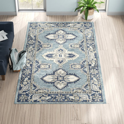 Gracie Hand-Tufted Wool Teal/Navy Area Rug
