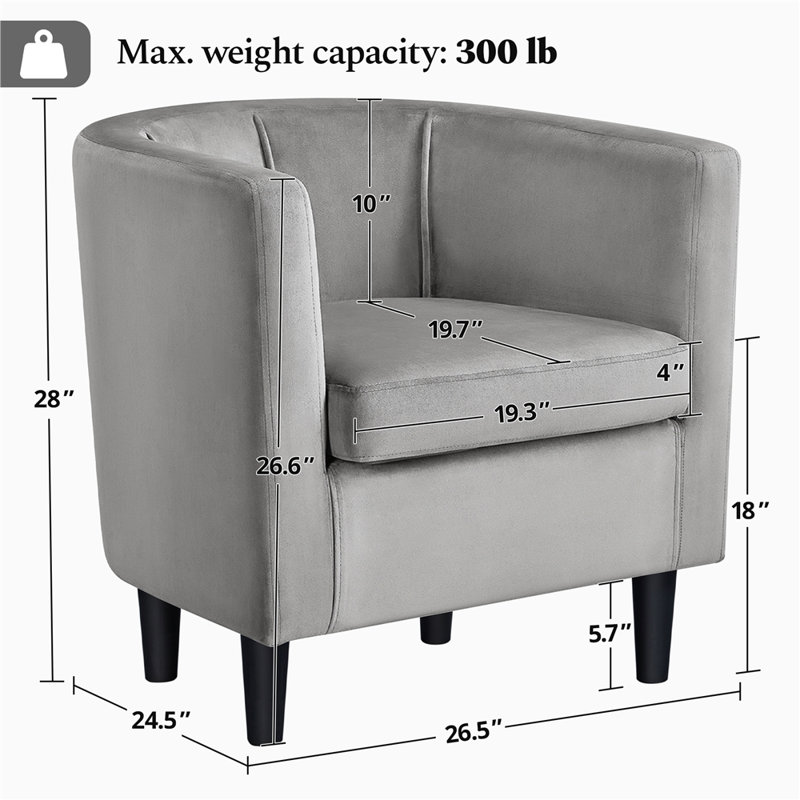 Fauteuil demi-tonneau Birkan, Grey Velvet