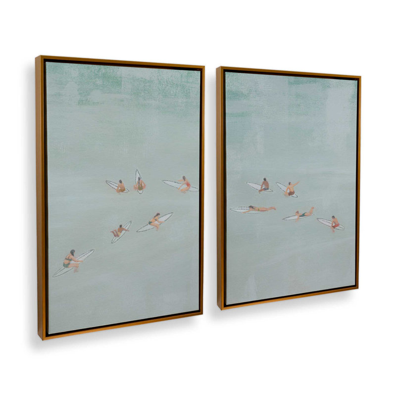 Surf Squad Chill, ensemble de 2 impressions, Or poli, Toile avec cadre, 36 po x 24 po