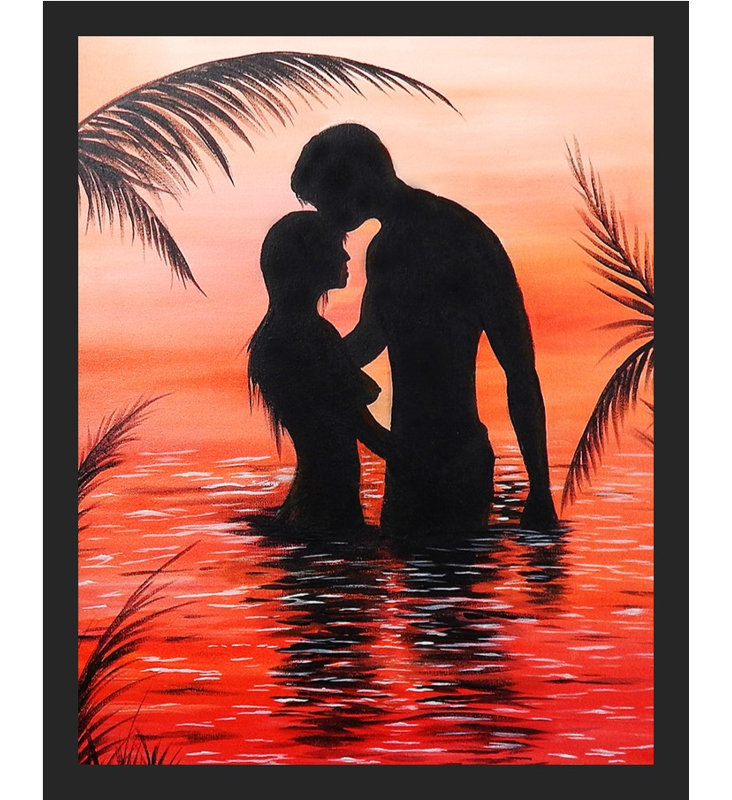 «Bora», reproduction, H 34,5 po x l 26,5 po, Papier avec cadre noir, Pas de tapis