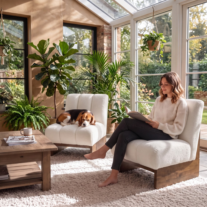 Fauteuil d'appoint moderne, fauteuil lounge rembourré avec base en bois massif, chaise d'appoint pour salon, Blanc
