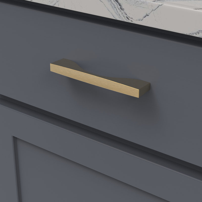 Channel Collection Handle Pull - Cabinet Pull - Contemporary Hardware for Drawers & Cabinets, 5 1/16", Brushed Golden Brass