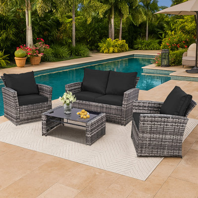 4 - Person Patio Conversation Set with Cushions