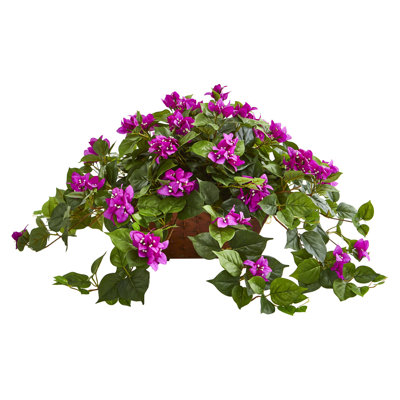 22'' Faux Flowering Plant in Metal Planter