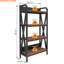 Étagère de rangement en métal et en bois de 55,85 po à quatre niveaux pour la chambre à coucher, la cuisine, le placard, avec tablettes ouvertes, matériau, support élégant pour 4 boulangeries, garde-manger, avec rebords renforcés, lisse