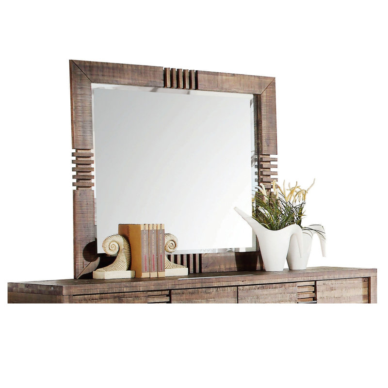 Miroir de chambre à coucher horizontal, miroir d'appoint à cadre en bois