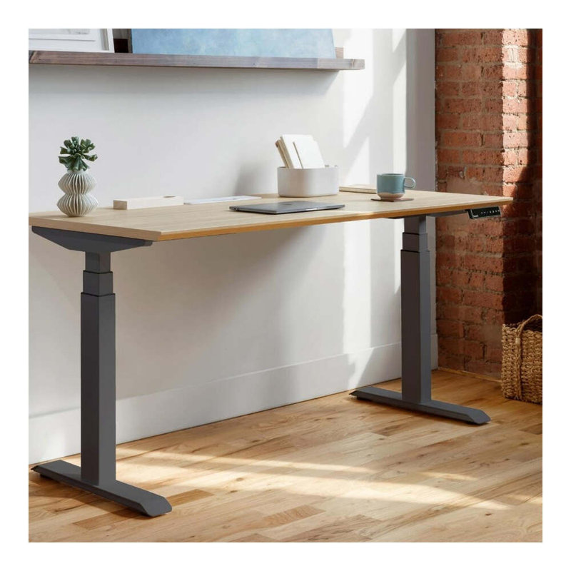 Standing Desk, Woodgrain, 52" H x 48" W x 30" D, Charcoal