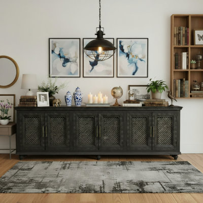 6-door Carved Solid Wood Sideboard