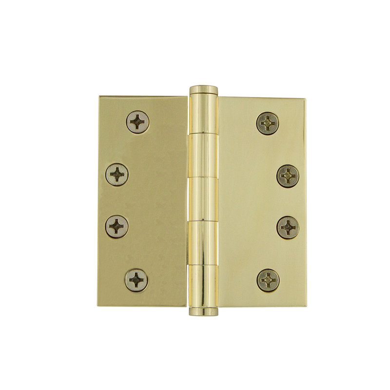 4'' x 4'' Brass Butt Bearing Hinge, Polished Brass