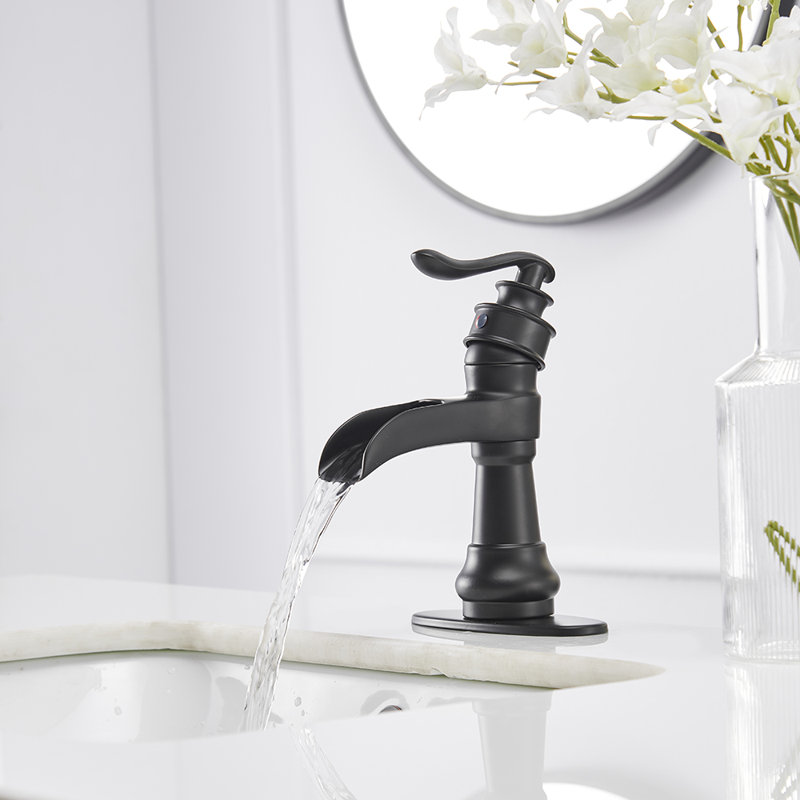 Single-handle Bathroom Faucet with Drain Assembly, Matte Black