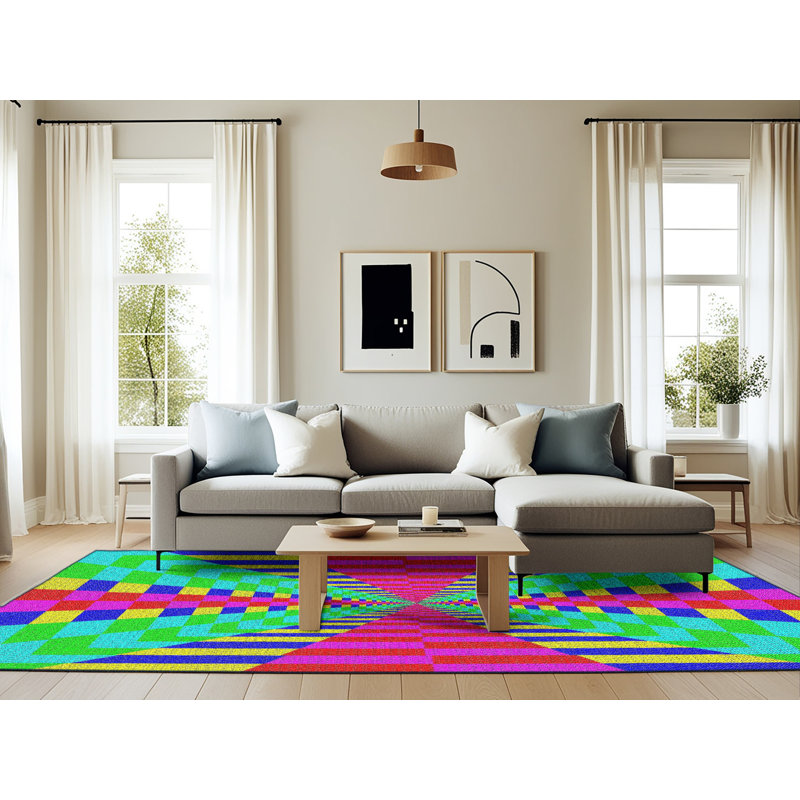 Geometric Indoor Rug, Rectangle 6' x 9'
