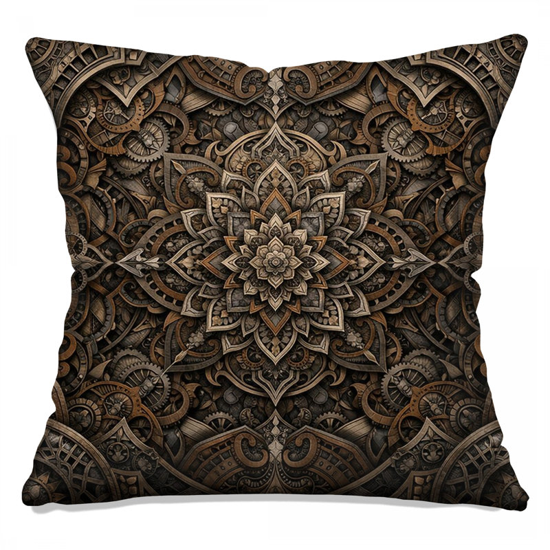 Coussins Intricate Steampunk Mandala, 20 x 20 inches