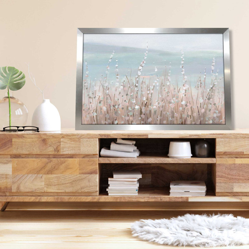 Coastal Morning Blooms - Peinture, L 27,5 po x H 21,5 po, Encadrement argenté