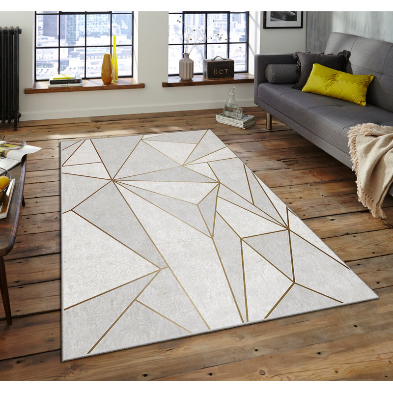 Luxurious Non-Slip Area Rug, 4.0 x 5.9 Feet, 100% Polyester, 740g/m² | Velvet Fabric with Digital Print | Easy-Clean Laminated Sponge Underside, Machine Washable | Perfect for Living Room, Bedroom & Home Decor