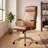 High Back Faux Leather Office Chair, Executive Computer Desk Chair With Chrome Armrests & 360° Swivel, Adjustable Height Task Chair For Home Office (brown)​-1948333951-1951063628