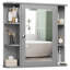 Armoire de salle de bain avec miroir et amplement de tablettes de rangement-1851266352