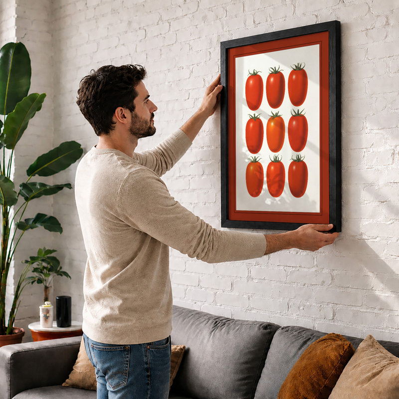 Nine Tomatoes Botanical - Framed Print, A1 - 84.1 x 59.4 cm, Oak