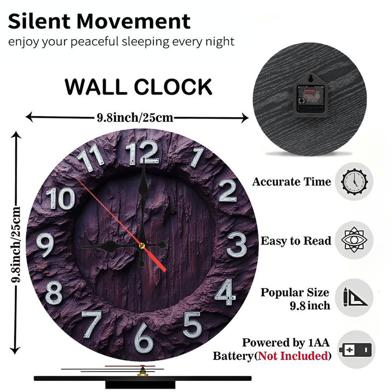 Horloge murale mauve avec chiffres romains