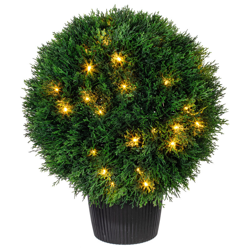 Boule de cèdre artificielle en pot UV, H 20 po x l 16 po x P 16 po