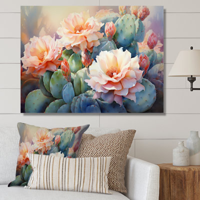 «Peach Green Cactus Romantic Impression», reproduction sur toile