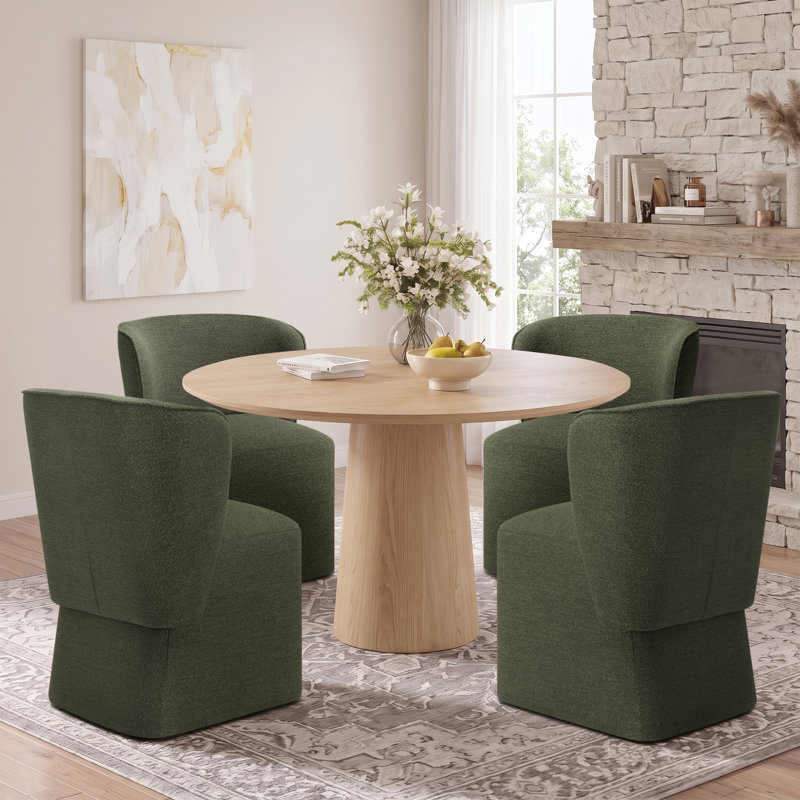 Chaise de salle à manger pivotante rembourrée Boucle, Vert
