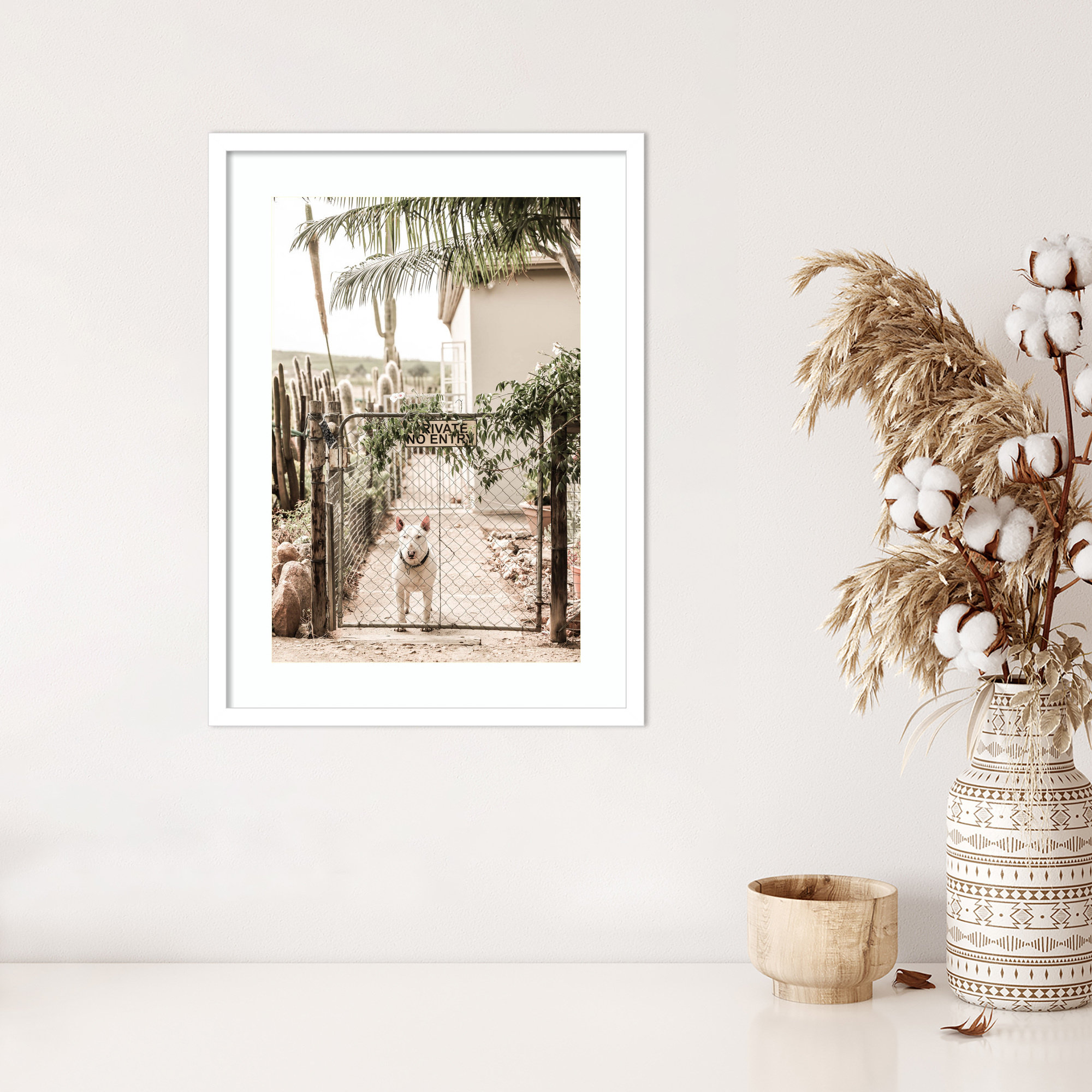 No Entry by Shot by Clint Wood Framed Wall Art Print, 25" H x 19" W, White
