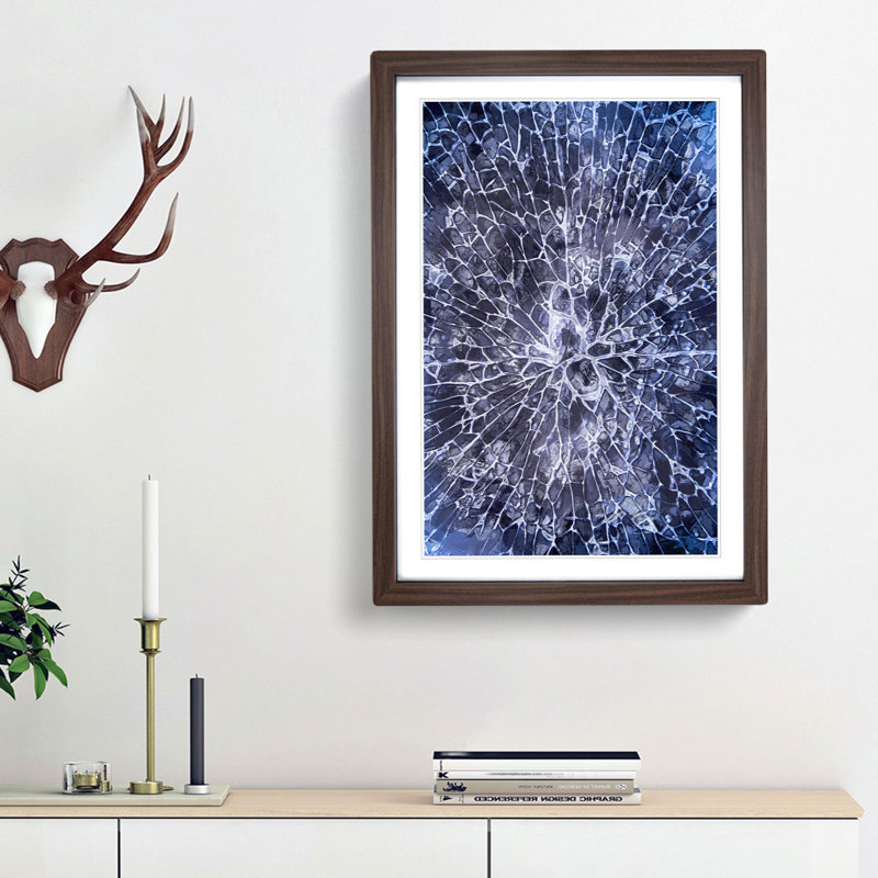 Cracked Moment in Abstract - Picture Frame Graphic Art Print, 36cm H x 27cm W x 2cm D, Walnut Framed