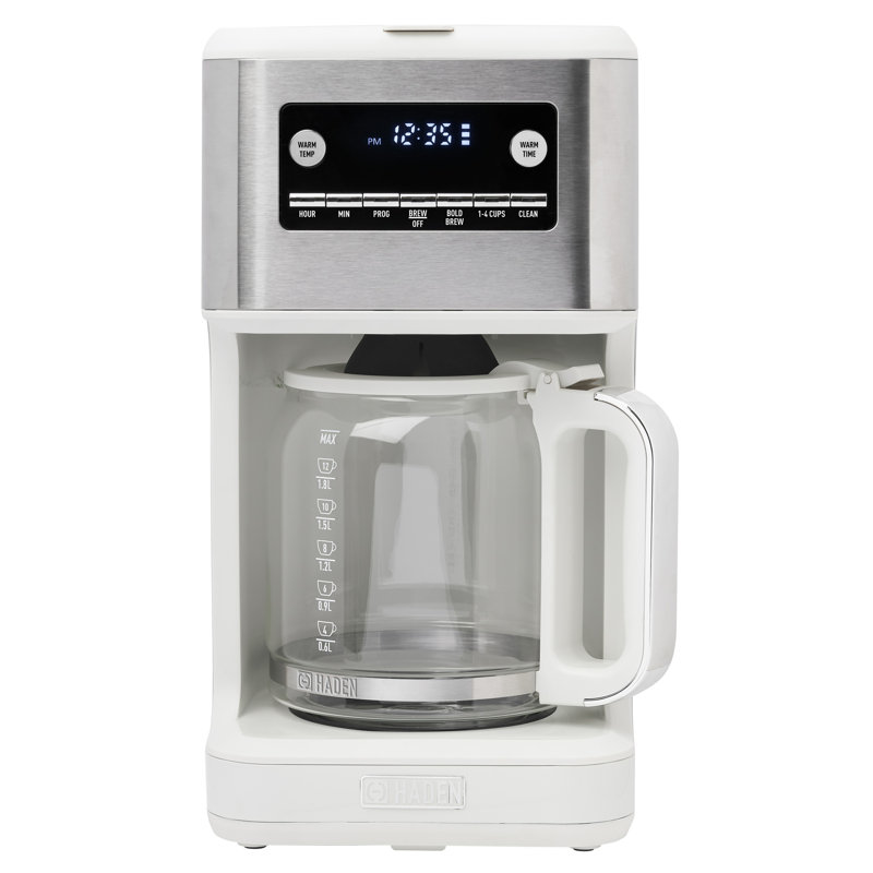 Cafetière numérique 14 tasses avec réglages HADEN, Ivoire / chrome