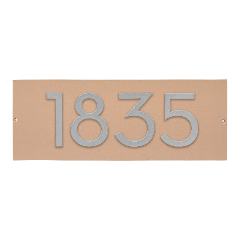 Plaque d'adresse horizontale flottante 4 po (4 chiffres), Taupe, Argent