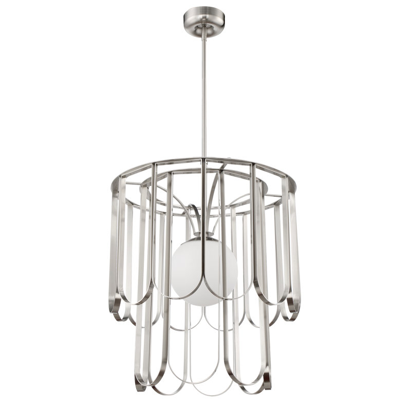 Hialmar 1 - Light Unique/Statement Pendant, 74.67" H x 25" W x 25" D, Nickel