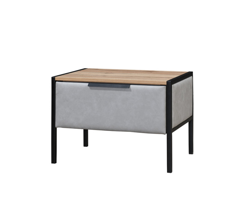 Myree 59cm W Iron Bedside Table, Grey