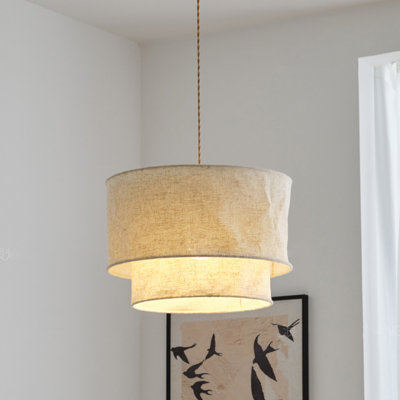 Wabi-Sabi Style Japanese Linen Fabric Lampshade Chandelier